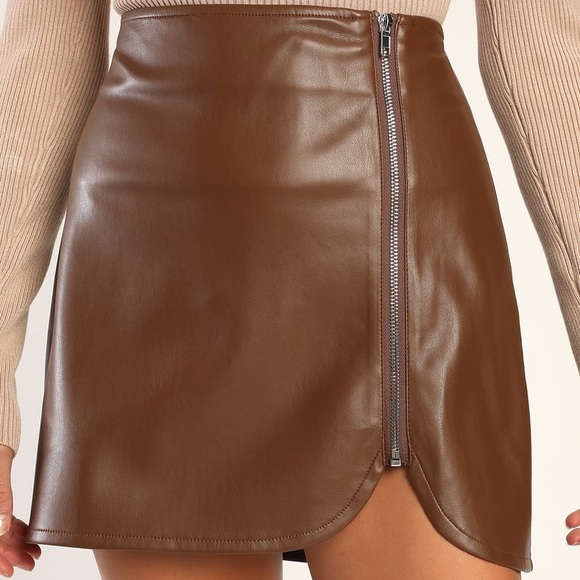 Lulu’s brown vegan leather mini skirt - new with tags! - Picture 5 of 5